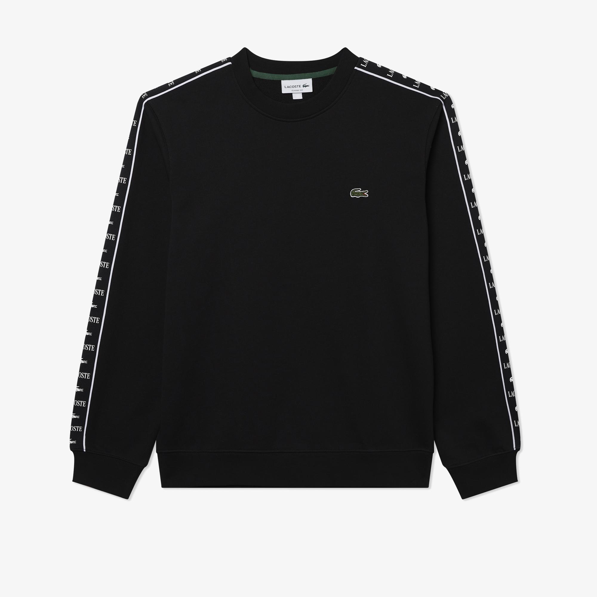 Erkek Classic Fit Bisiklet Yaka Baskılı Siyah Sweatshirt