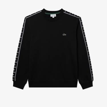  Erkek Classic Fit Bisiklet Yaka Baskılı Siyah Sweatshirt