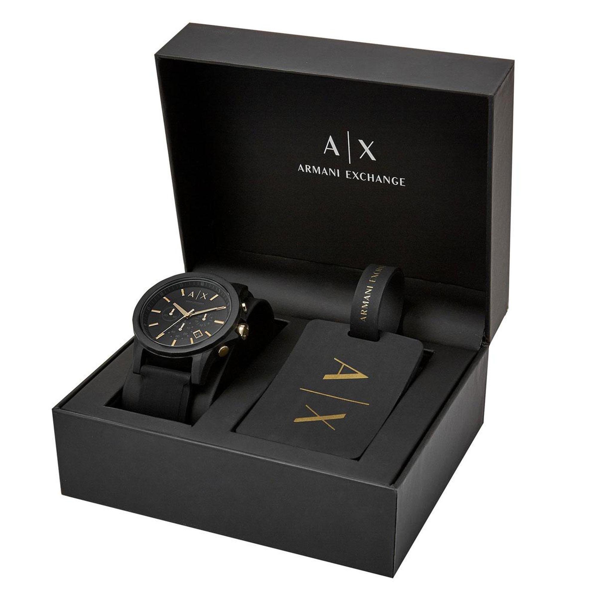Armani Exchange AX7105 Erkek Set Kol Saati ve Valiz Etiketi