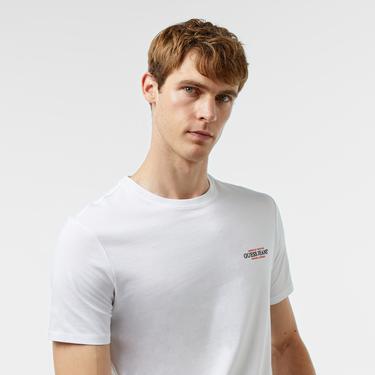  Guess Slim America Organic Cotton 160Gsm Erkek Beyaz T-Shirt
