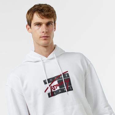  Tommy Jeans Rlx Graffiti Signature Erkek Beyaz Sweatshirt