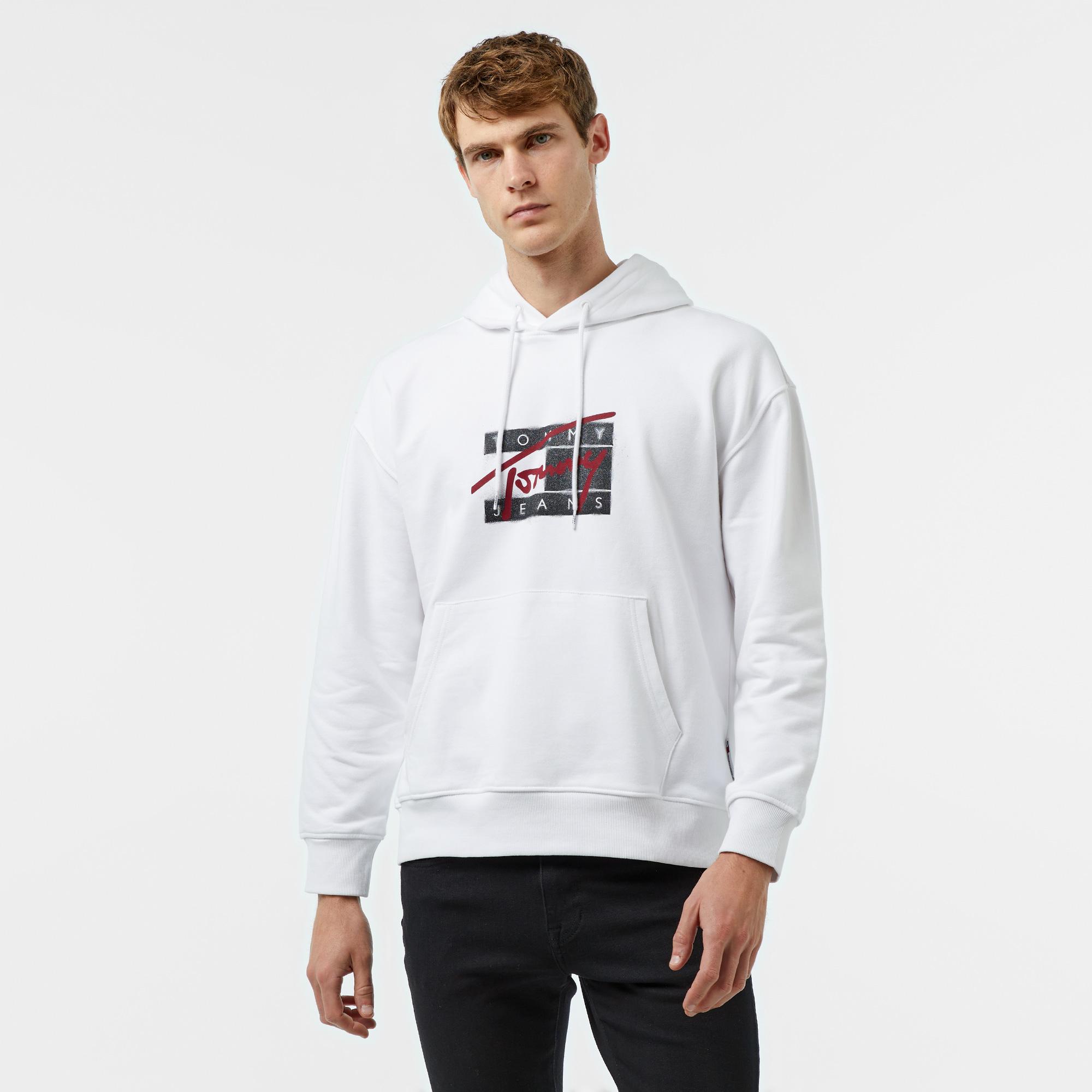 Tommy Jeans Rlx Graffiti Signature Erkek Beyaz Sweatshirt