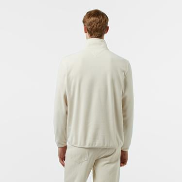  Tommy Hilfiger Jeans Flag Polar 1/4 Zip Erkek Bej Sweatshirt