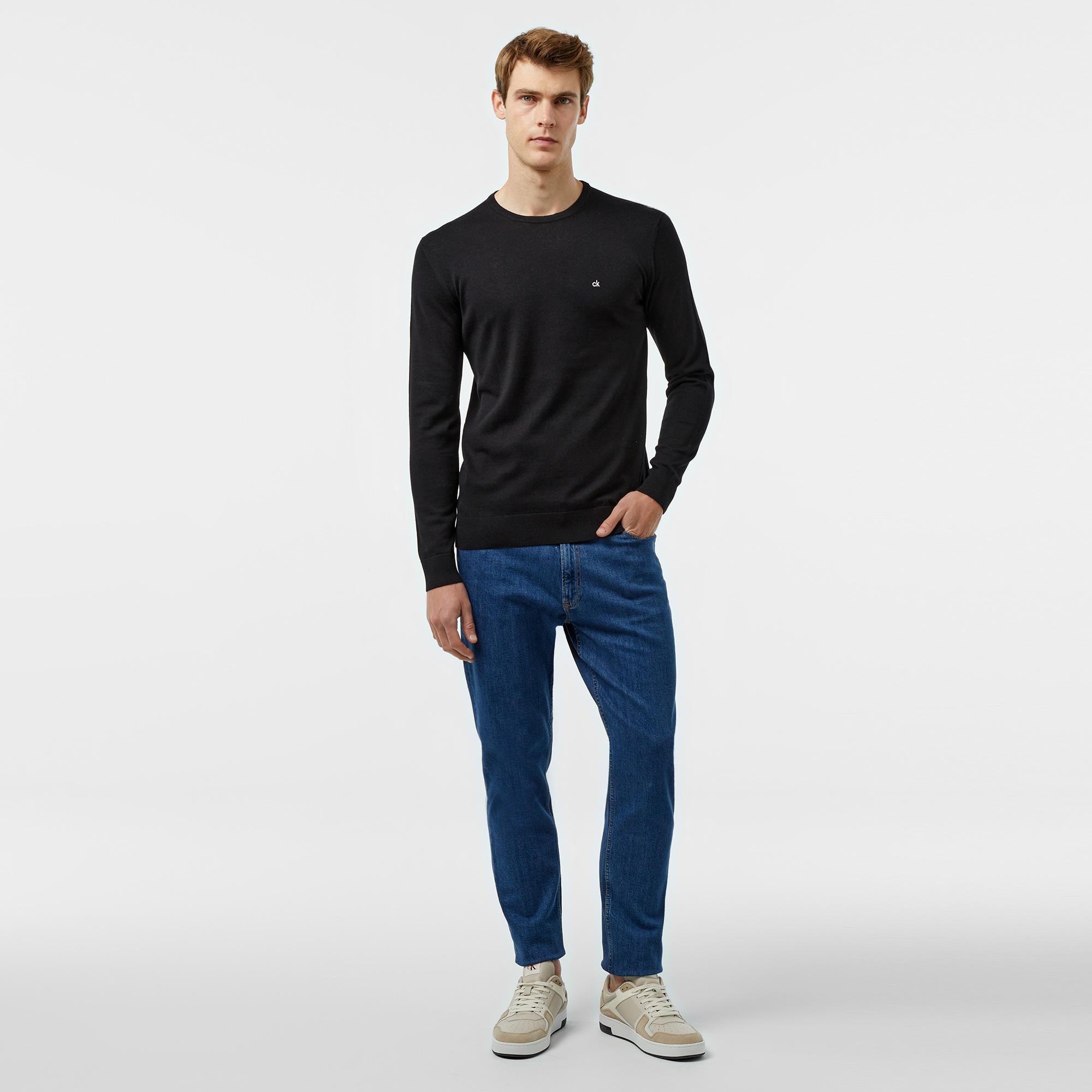 Calvin Klein Cotton Silk Blend Erkek Siyah Kazak