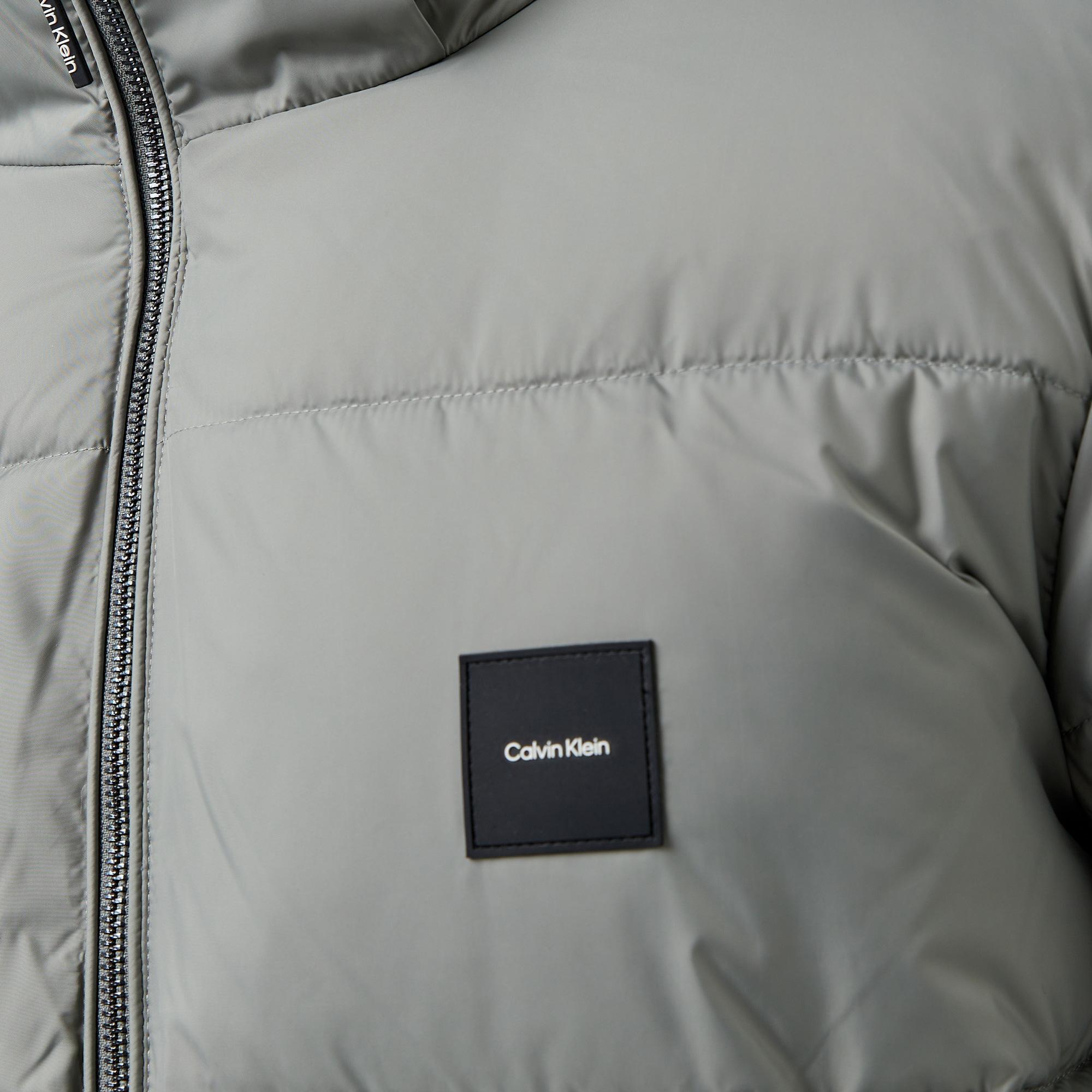 Calvin Klein Hooded Quilt Puffer Erkek Gri Mont