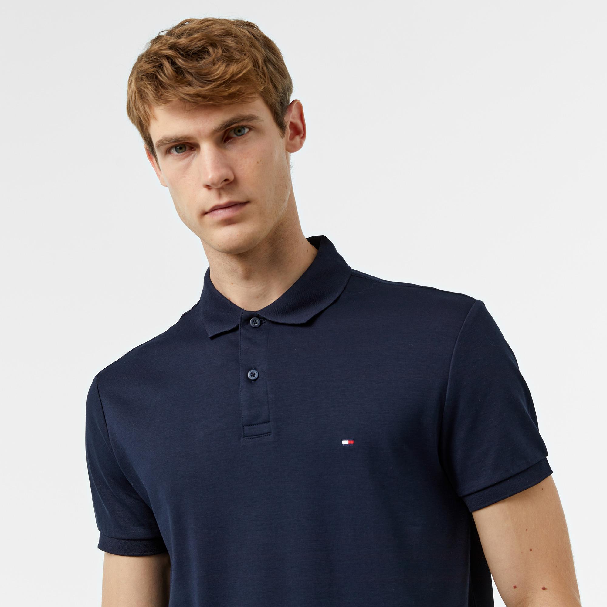 Tommy Hilfiger Lıquıd Cotton Essential Erkek Mavi Polo