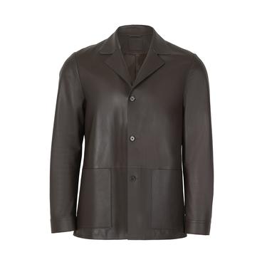  Auburn Kahverengi Erkek Deri Blazer Ceket