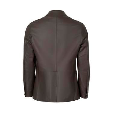  Auburn Kahverengi Erkek Deri Blazer Ceket