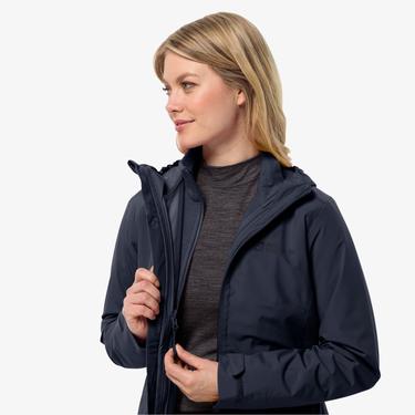  Jack Wolfskin Moonrise 3in1 Kadın Lacivert Outdoor Ceket