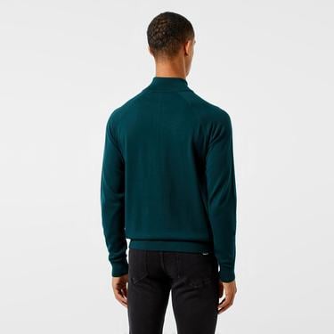  Erkek Regular Fit Yarım Fermuarlı Koyu Yeşil Triko