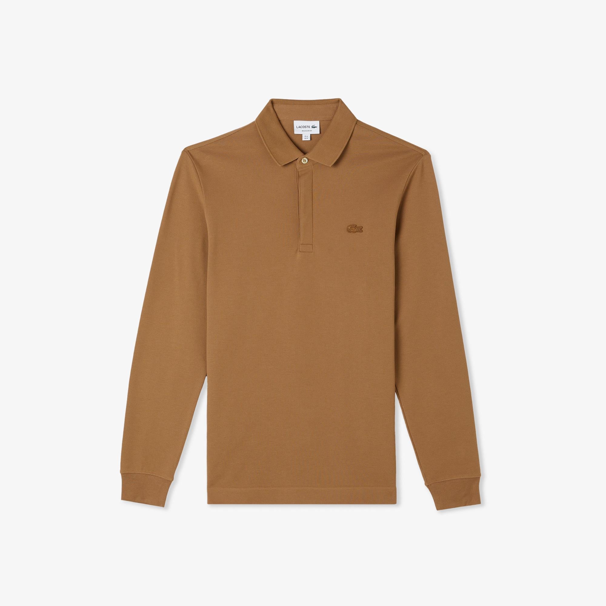 Erkek Regular Fit Uzun Kollu Kahverengi Paris Polo