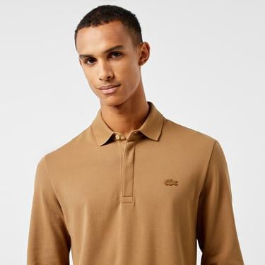  Erkek Regular Fit Uzun Kollu Kahverengi Paris Polo