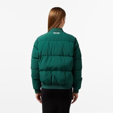  Kadın Relaxed Fit Dik Yaka Koyu Yeşil Mont