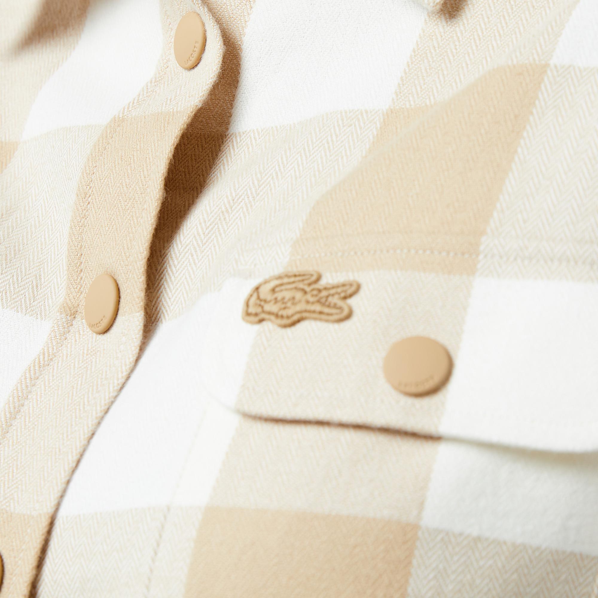 Kadın Regular Fit Ekose Bej Gömlek