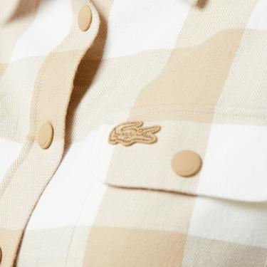  Kadın Regular Fit Ekose Bej Gömlek