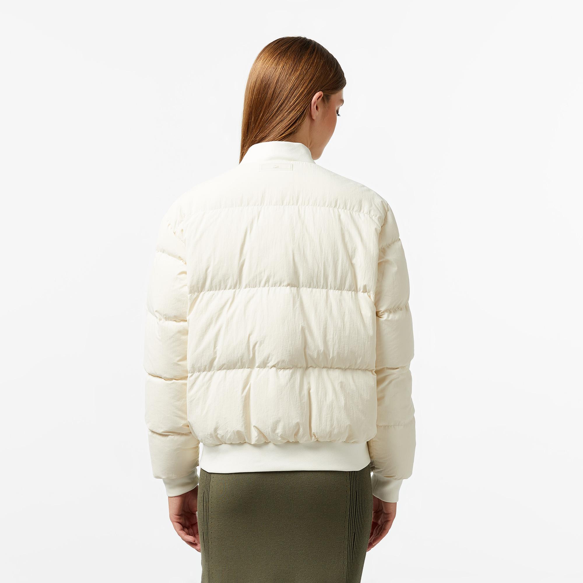 Kadın Relaxed Fit Dik Yaka Krem Mont