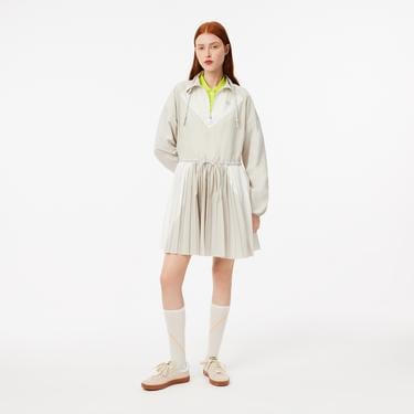  Kadın Relaxed Fit Uzun Kollu Yarım Fermuarlı Gri Elbise