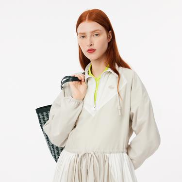  Kadın Relaxed Fit Uzun Kollu Yarım Fermuarlı Gri Elbise