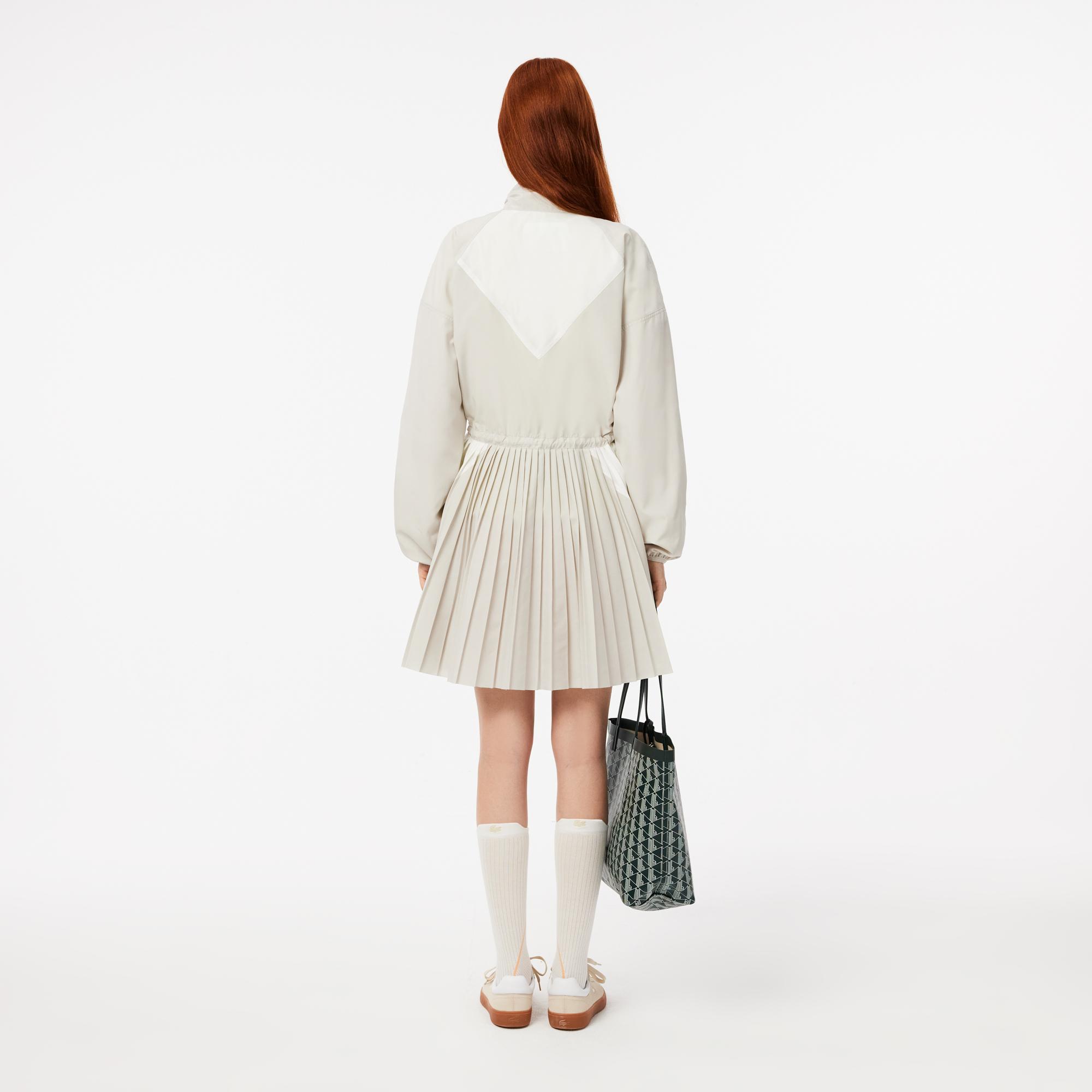 Kadın Relaxed Fit Uzun Kollu Yarım Fermuarlı Gri Elbise