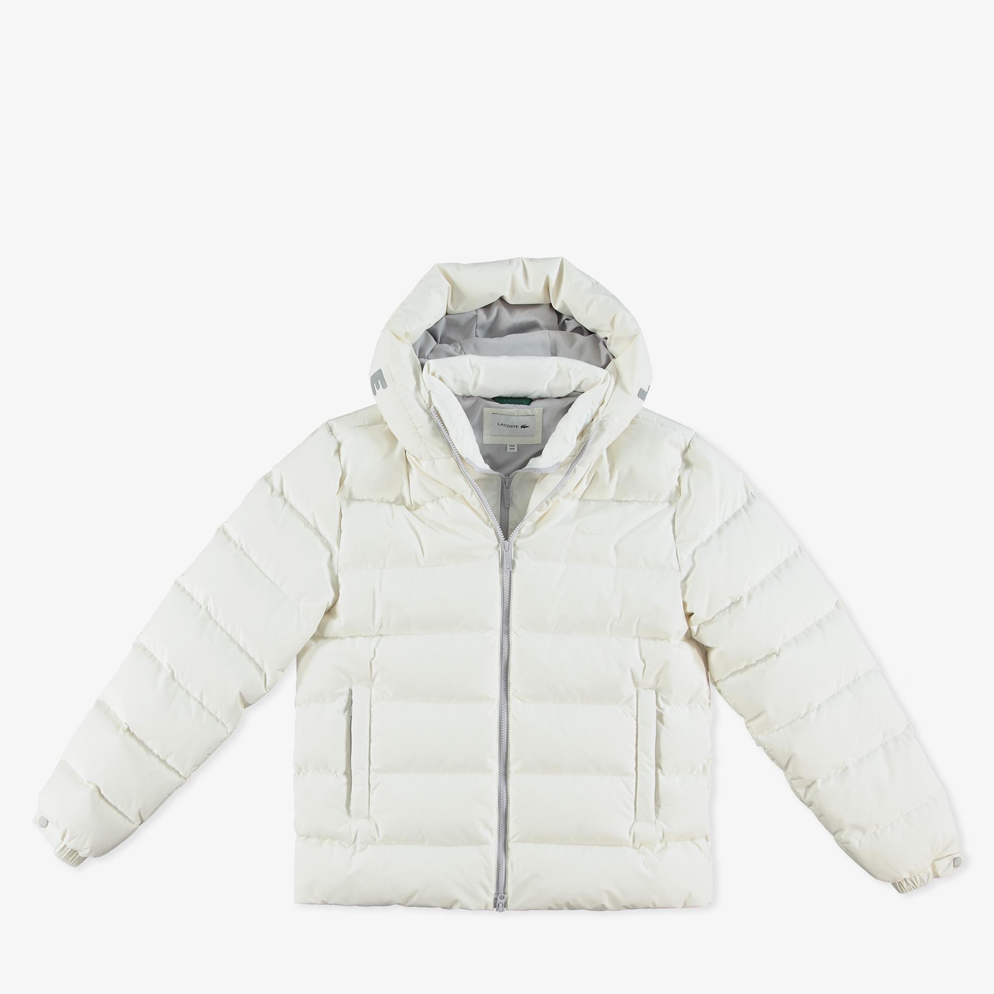 Erkek Regular Fit Kapüşonlu Beyaz Şişme Mont