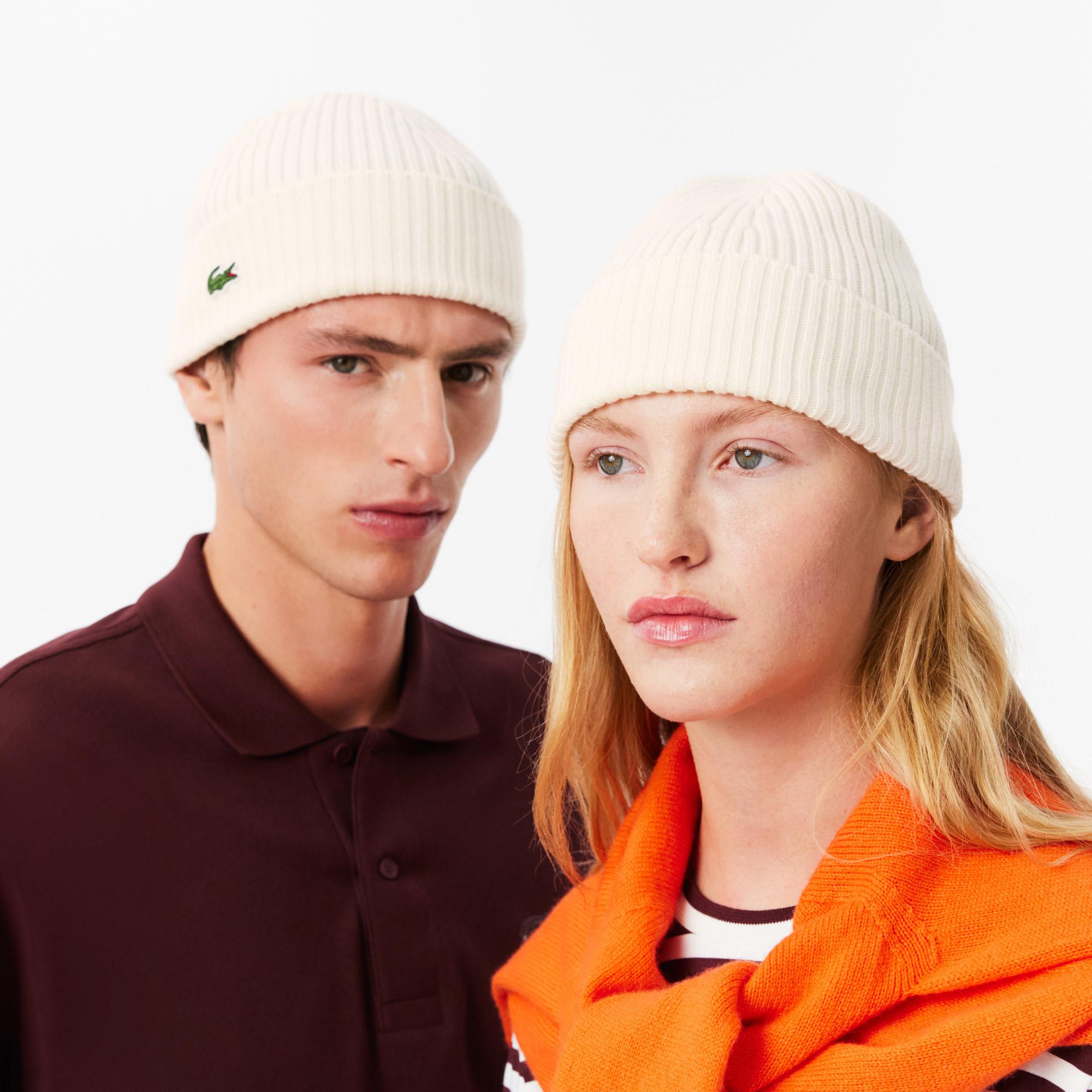 Lacoste Unisex Yün Beyaz Bere