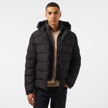  Erkek Regular Fit Kapüşonlu Siyah Şişme Mont