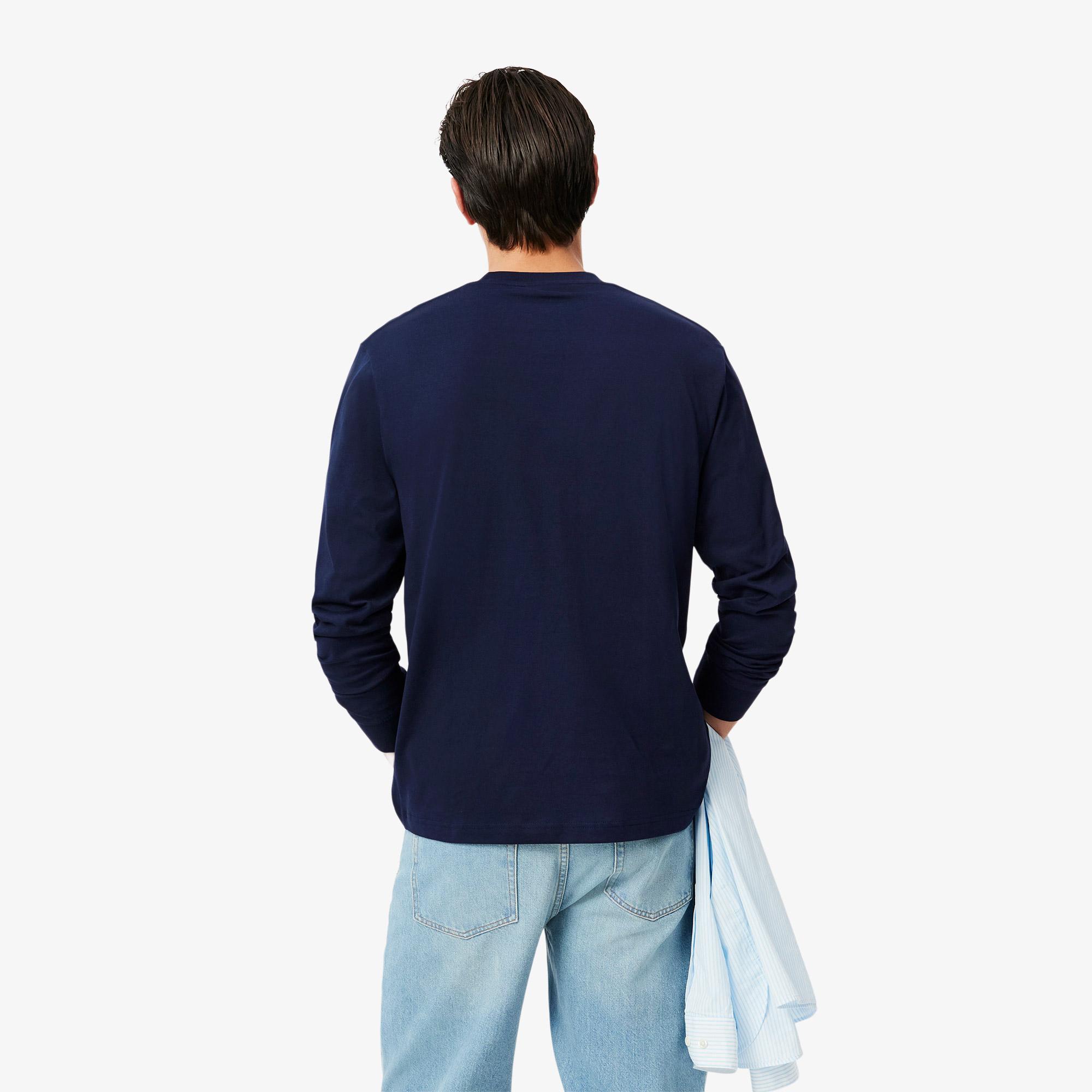 Erkek Classic Fit Uzun Kollu Bisiklet Yaka Lacivert T-Shirt