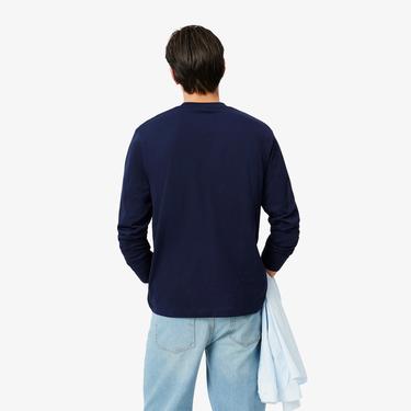  Erkek Classic Fit Uzun Kollu Bisiklet Yaka Lacivert T-Shirt