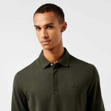  Lacoste Paris Erkek Regular Fit Uzun Kollu Haki Polo