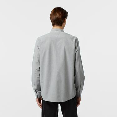  Erkek Relaxed Fit Düğmeli Yaka Ekose Gri Gömlek