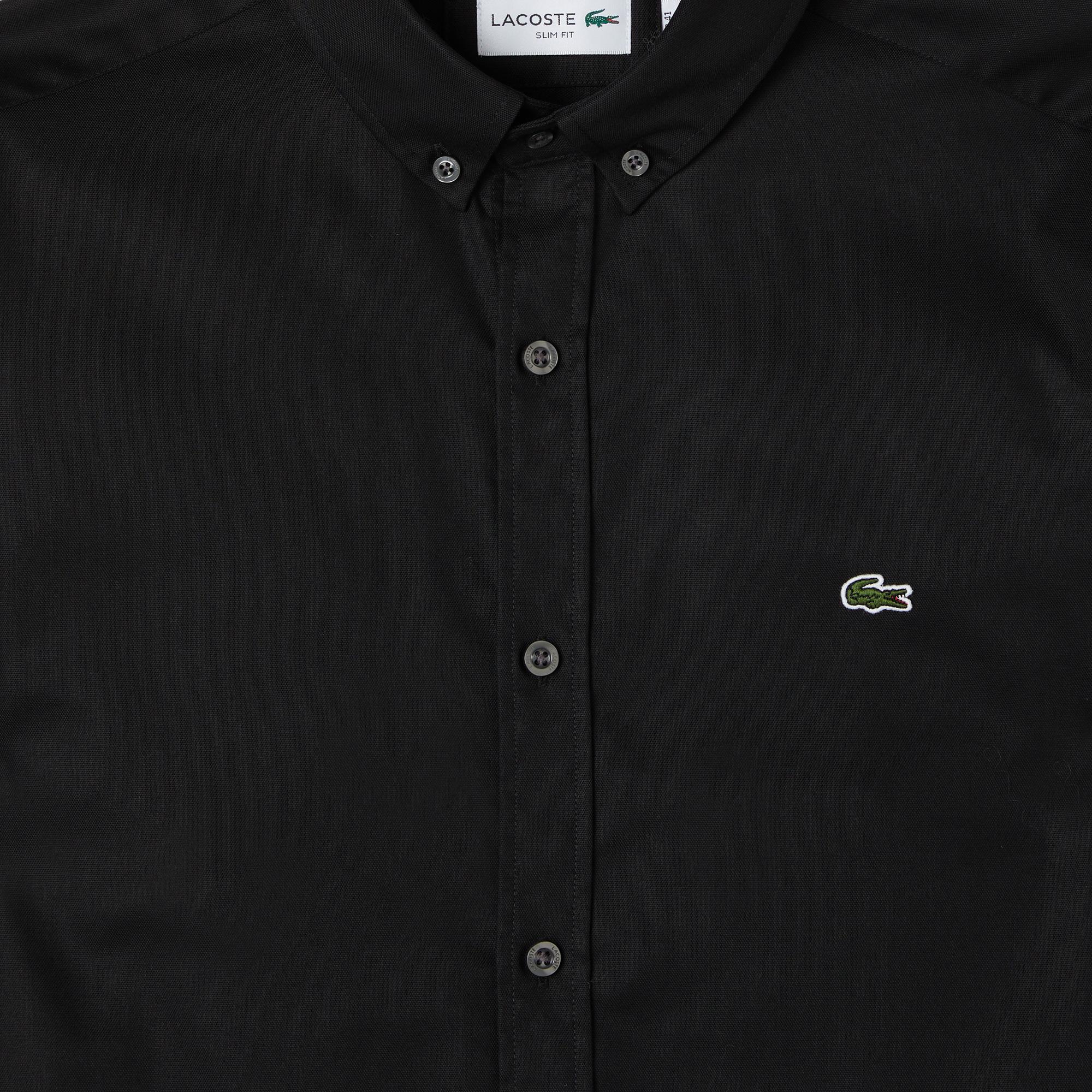 Lacoste Erkek Slim Fit Düğmeli Yaka Siyah Gömlek