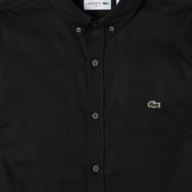  Erkek Slim Fit Düğmeli Yaka Siyah Gömlek