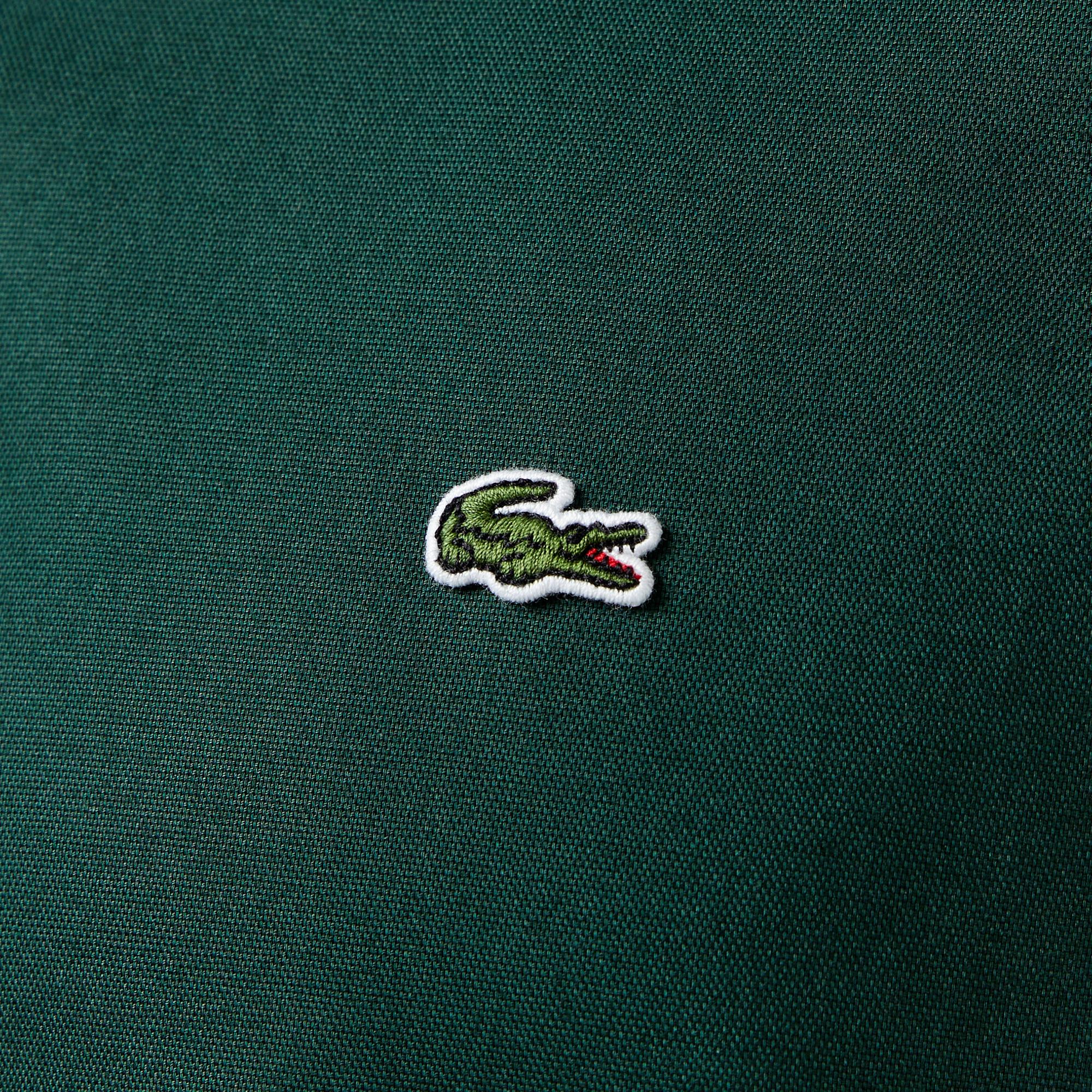 Erkek Slim Fit Düğmeli Yaka Koyu Yeşil Gömlek