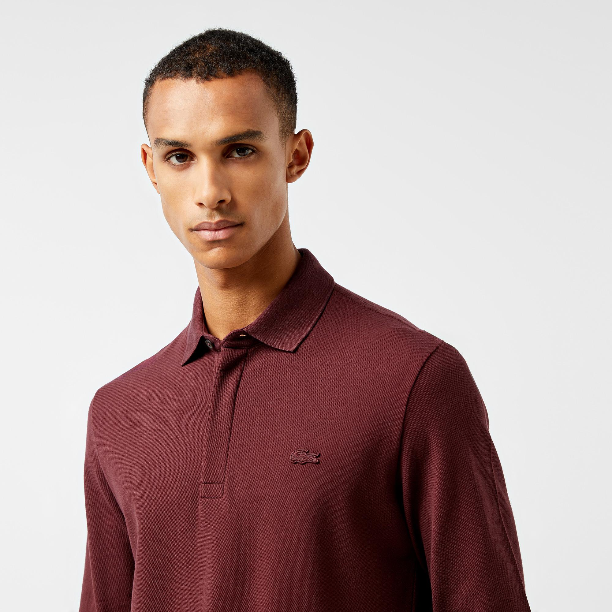 Erkek Regular Fit Uzun Kollu Bordo Paris Polo