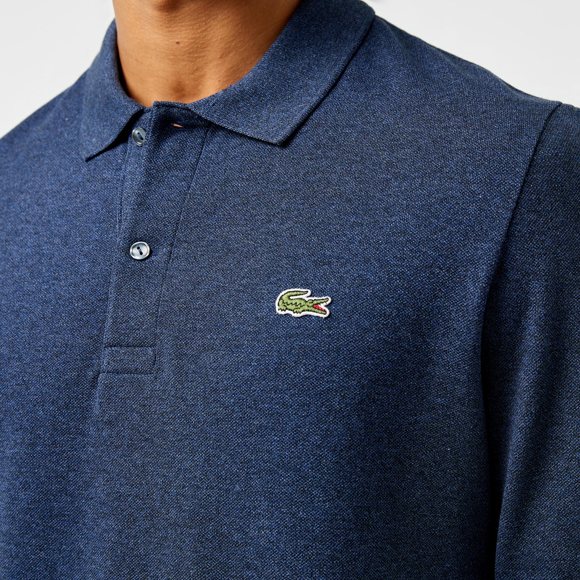 L.12.12 Erkek Slim Fit Uzun Kollu Lacivert Polo