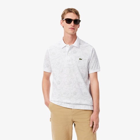  Erkek Classic Fit Desenli Beyaz Polo