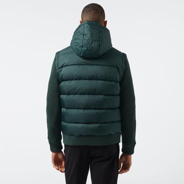  Erkek Kapüşonlu Koyu Yeşil Mont