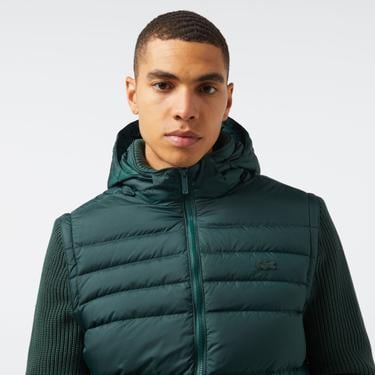  Erkek Kapüşonlu Koyu Yeşil Mont