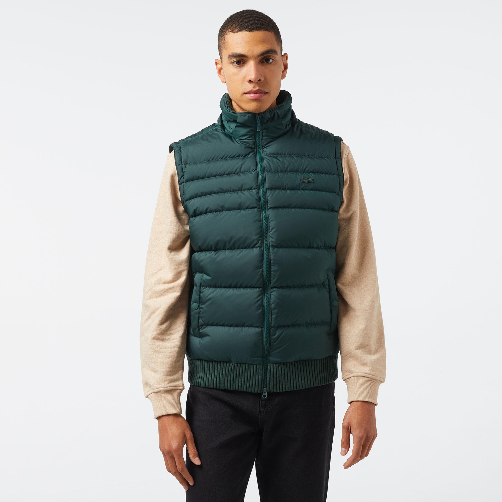 Erkek Kapüşonlu Koyu Yeşil Mont