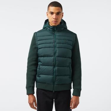  Erkek Kapüşonlu Koyu Yeşil Mont