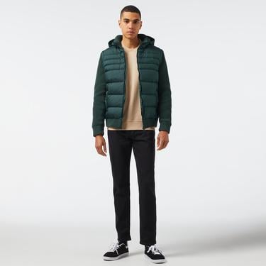  Erkek Kapüşonlu Koyu Yeşil Mont