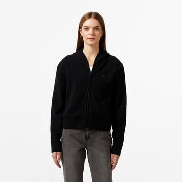  Lacoste Kadın Relaxed Fit Kapüşonlu Siyah Hırka