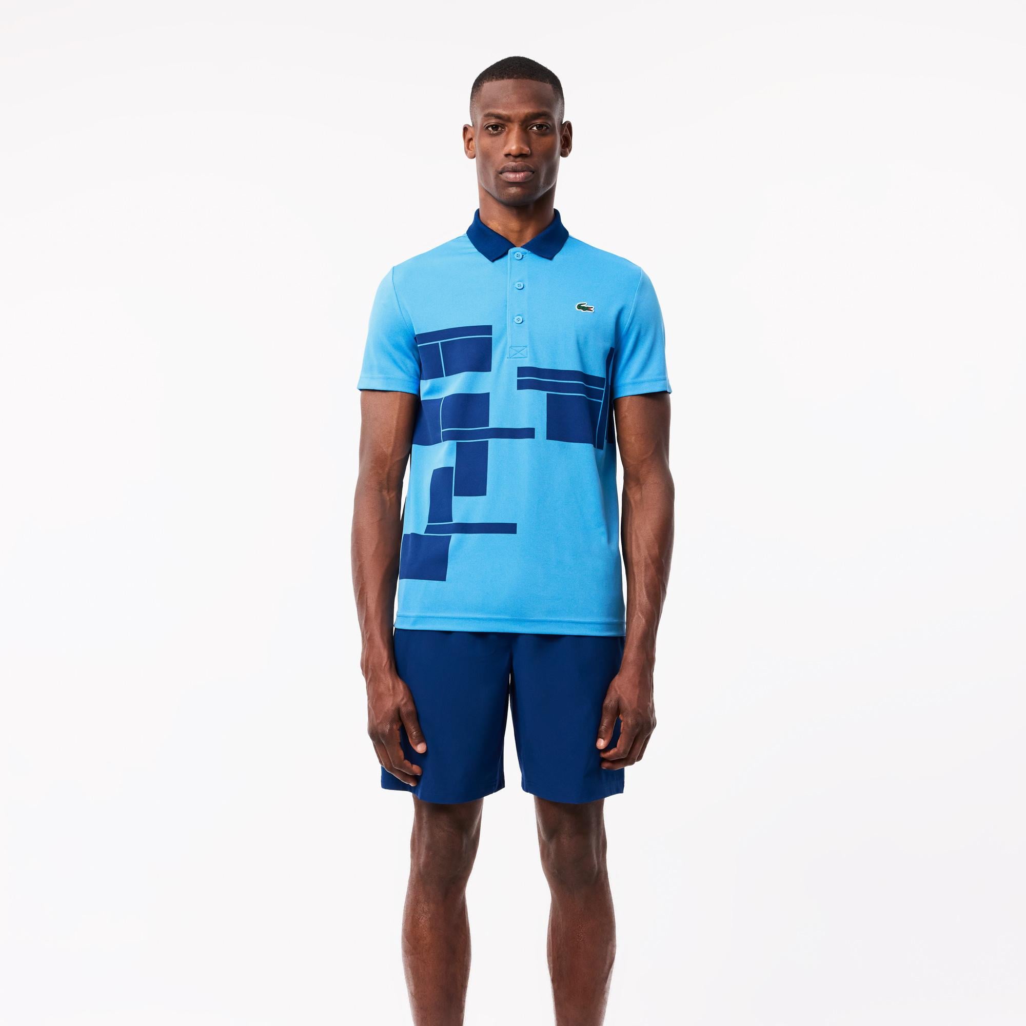 Erkek Regular Fit Baskılı Mavi Polo