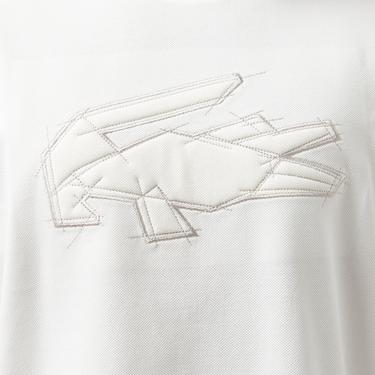  Erkek Oversize Fit Bisiklet Yaka Baskılı Beyaz T-Shirt