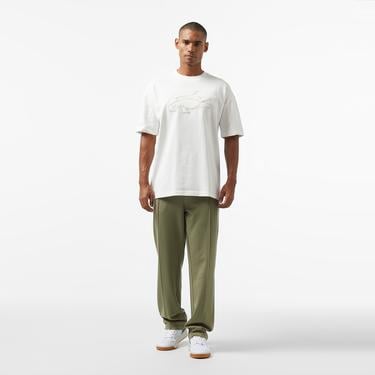  Erkek Oversize Fit Bisiklet Yaka Baskılı Beyaz T-Shirt