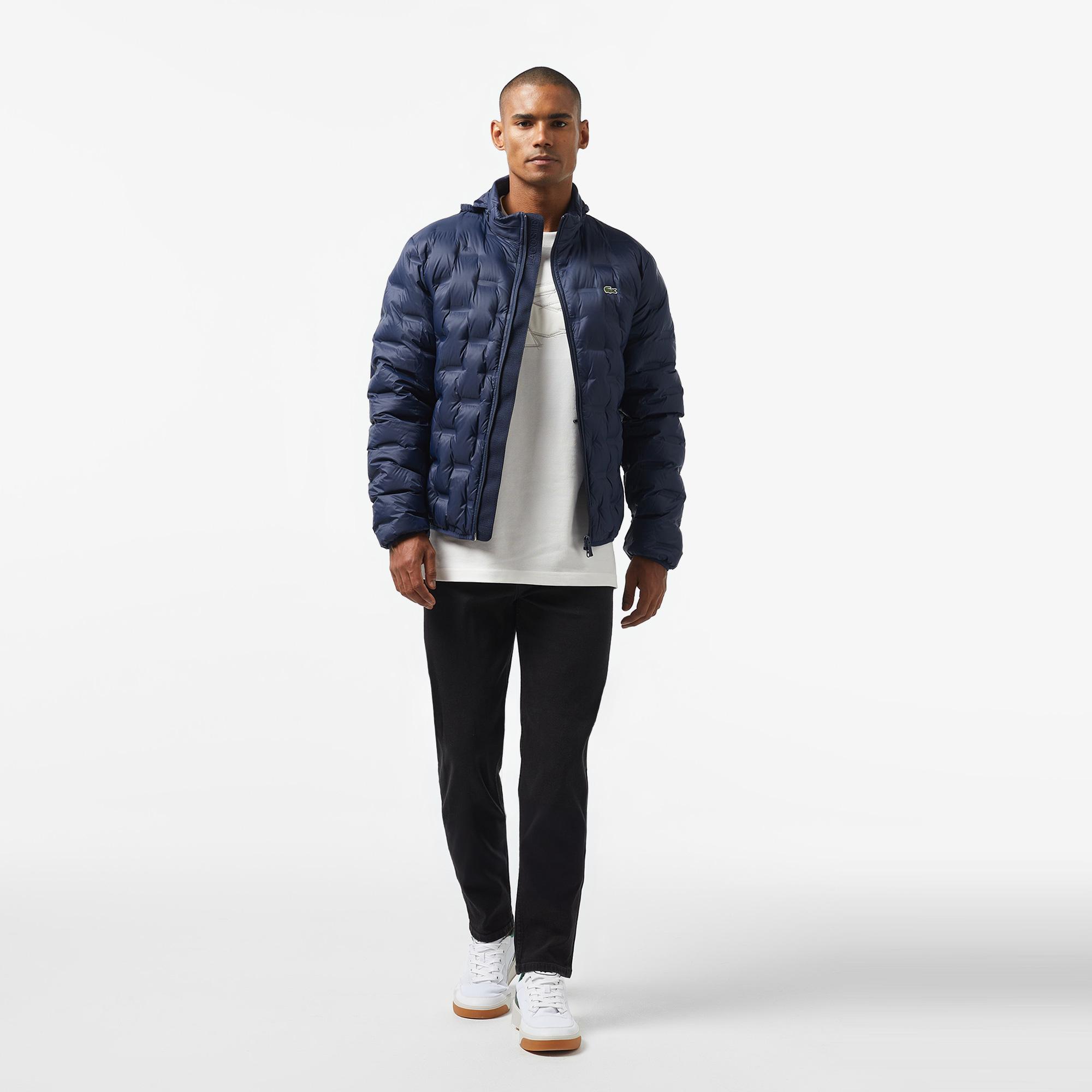 Erkek Regular Fit Kapüşonlu Kapitone Lacivert Mont