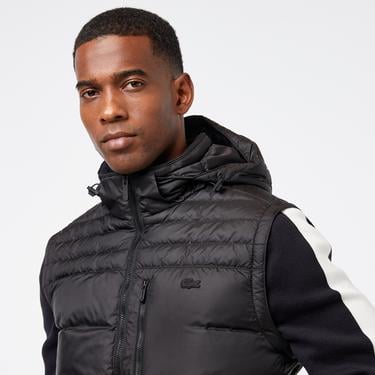  Lacoste Erkek Kapüşonlu Siyah Mont