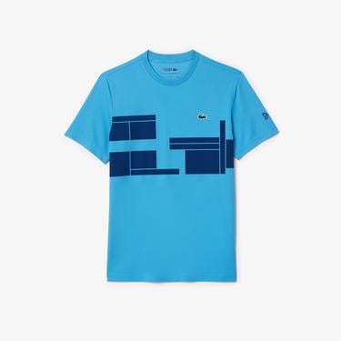  Erkek Regular Fit Bisiklet Yaka Baskılı Mavi T-Shirt