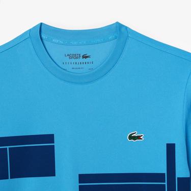  Erkek Regular Fit Bisiklet Yaka Baskılı Mavi T-Shirt