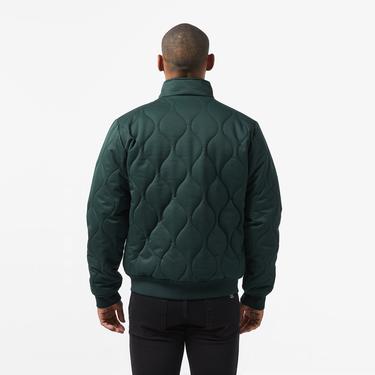  Erkek Relaxed Fit Dik Yaka Kapitone Koyu Yeşil Mont